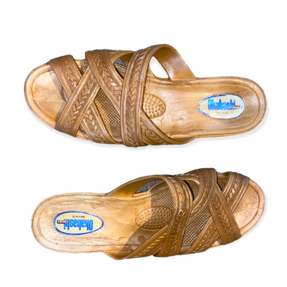 Vintage Okabashi Classic Women Tan Slide Sandals - Picture 4 of 12